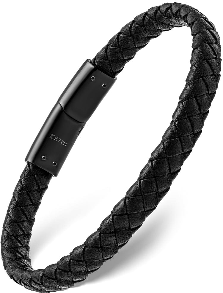 7mm Black Braided Leather Bracelet – Eclipse8