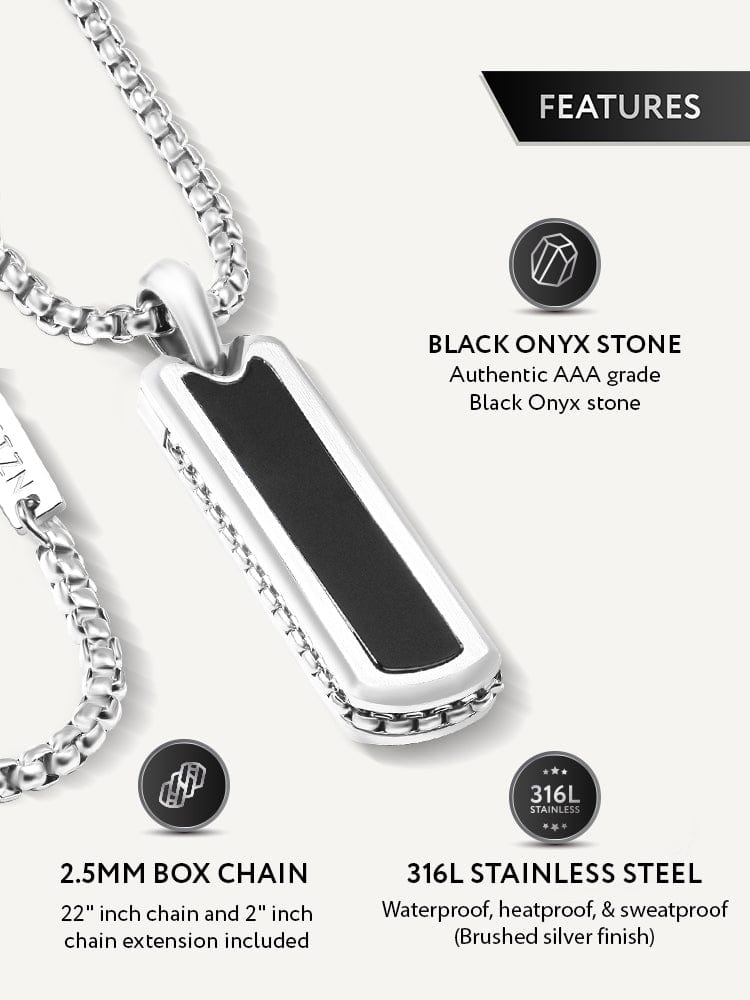 Black Onyx Column Pendant Necklace