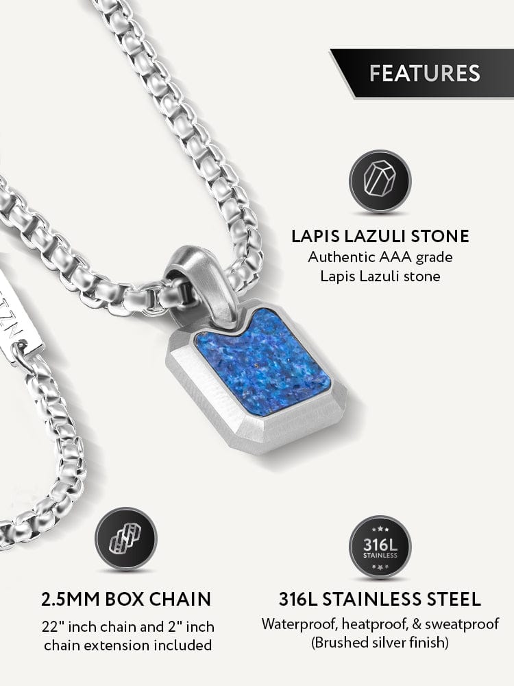 Lapis Lazuli Square Pendant Necklace