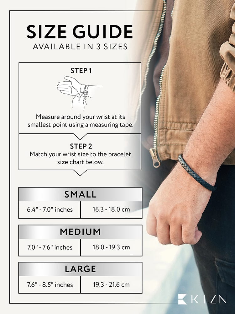 7mm Black Braided Leather Bracelet