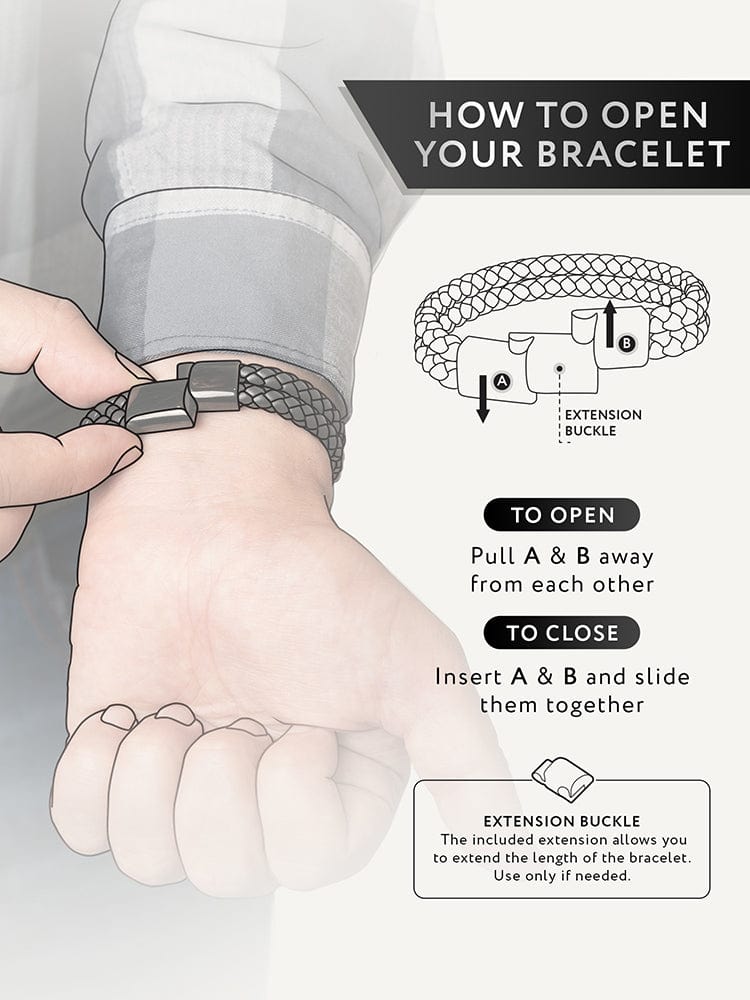 Double Black Braided Leather Bracelet