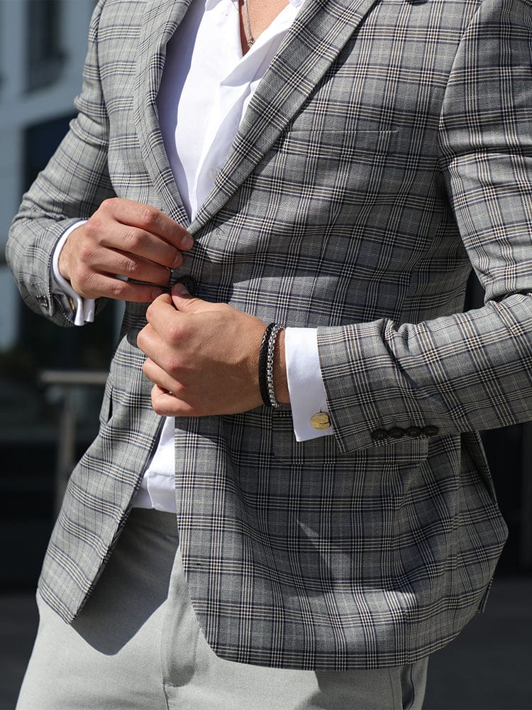 Black Leather & Silver Box Chain Bracelet