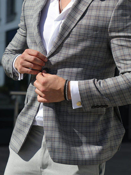Black Leather & Silver Box Chain Bracelet
