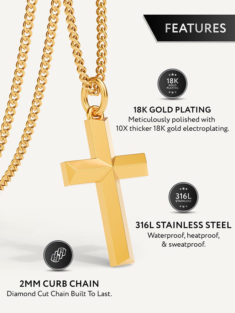 Cross Pendant Necklace (Gold)