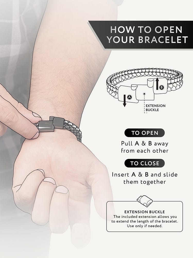 Black Leather & Silver Box Chain Bracelet