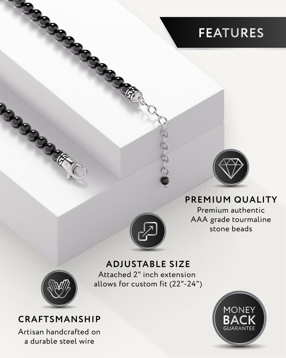 Black Tourmaline Beaded Necklace