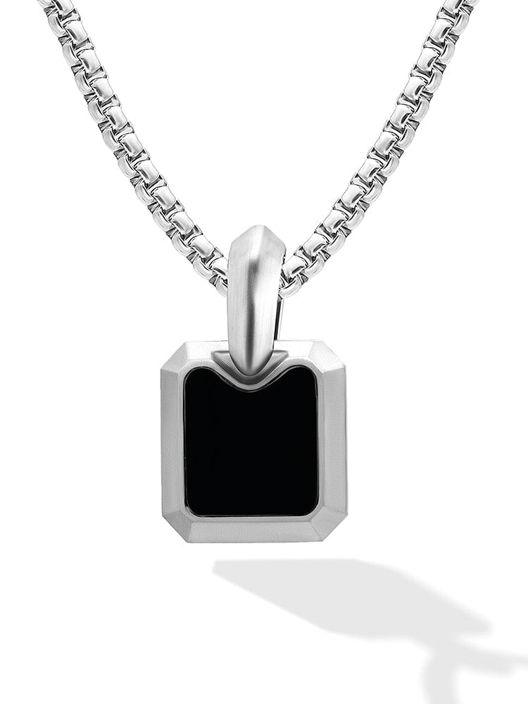 Black Onyx Square Pendant Necklace