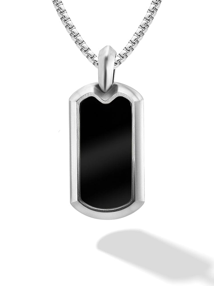 Black Onyx Dog Tag Pendant Necklace