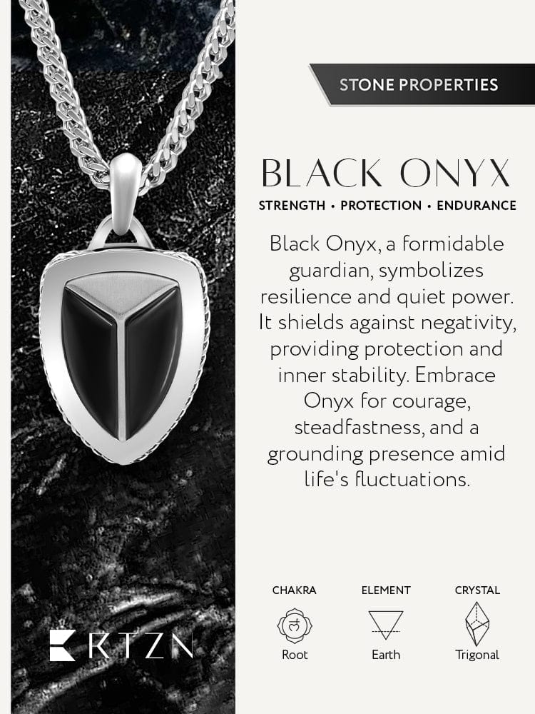 Black Onyx Shield Pendant Necklace