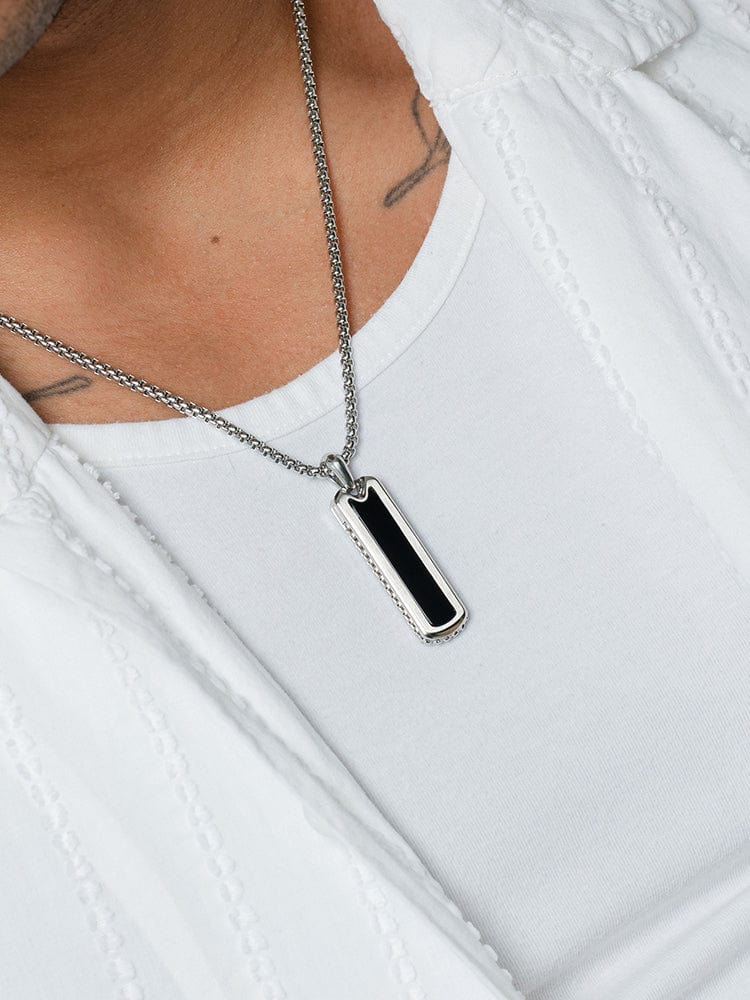 Black Onyx Column Pendant Necklace